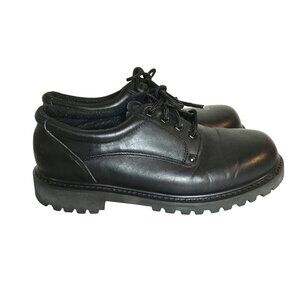 VTG Y2K Mens Chunky Black Leather Oxford 9.5M Lugg Soles DieHard Work Shoe